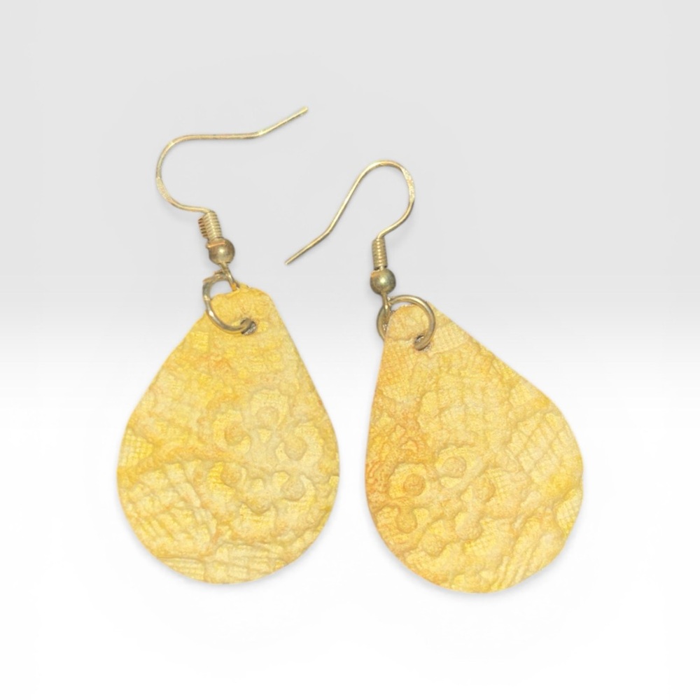 Yellow Teardrop Dangle Earrings - Unbranded